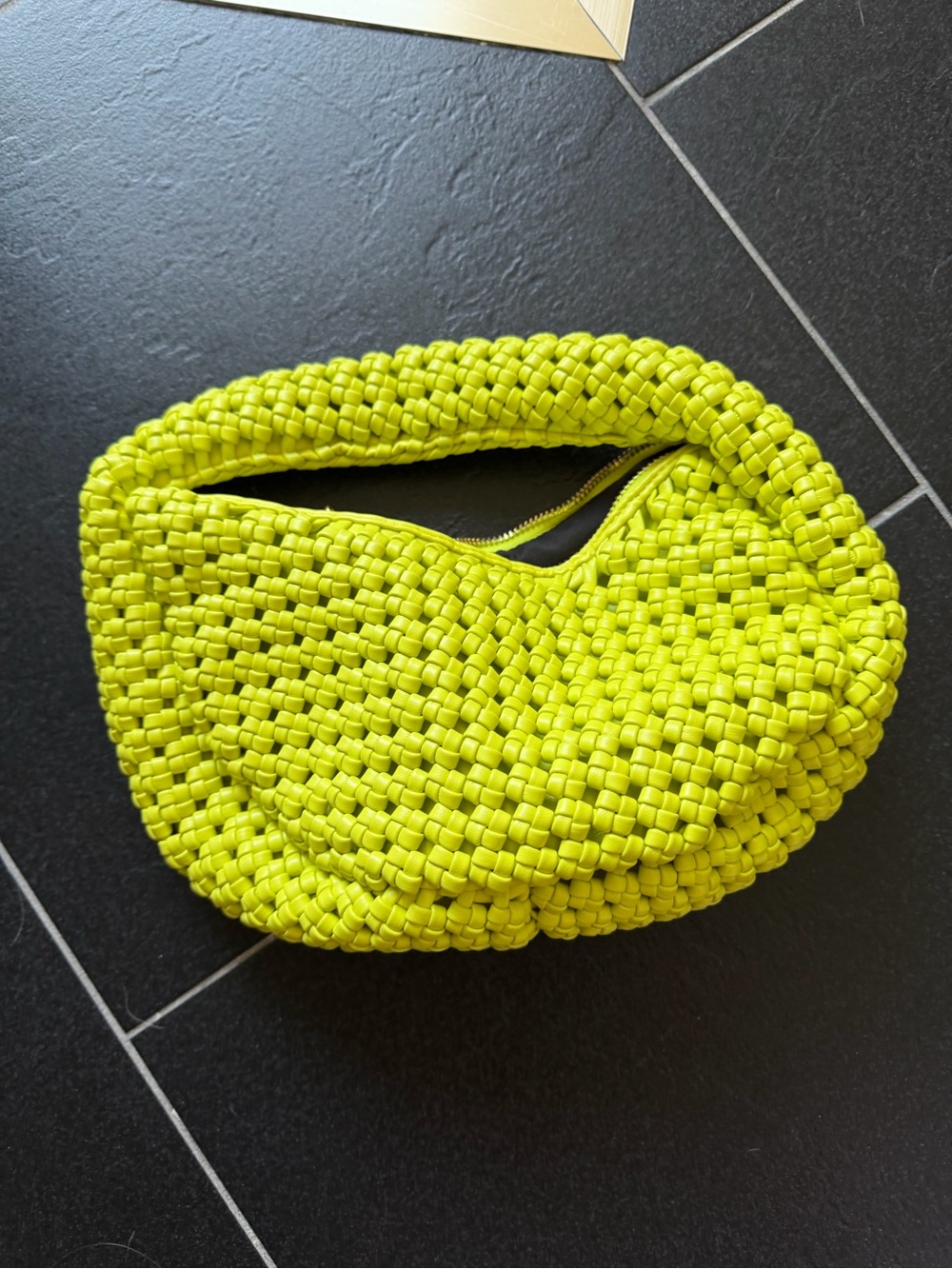 Neon Yellow Woven Shoulder Bag